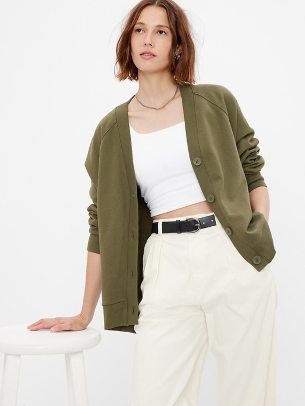 GAP | Vintage Soft Oversized Cocoon Cardigan in Green